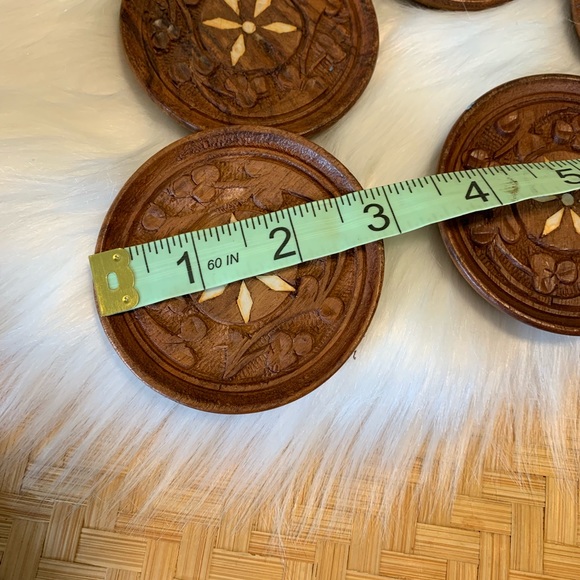 ‼️ SOLD ‼️ Set of five vintage wooden coasters - Picture 4 of 6
